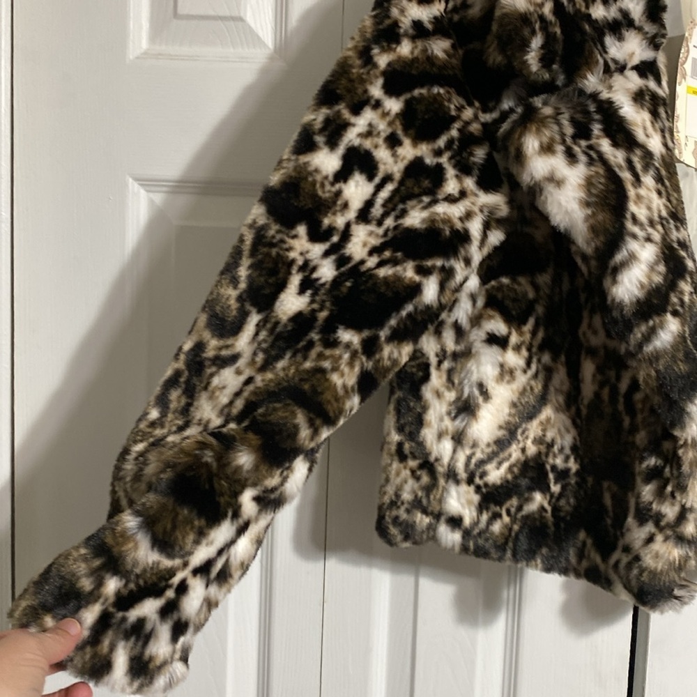 Band of the free animal print black brown cream faux fur jacket coat MEDIUM - Picture 5 of 11